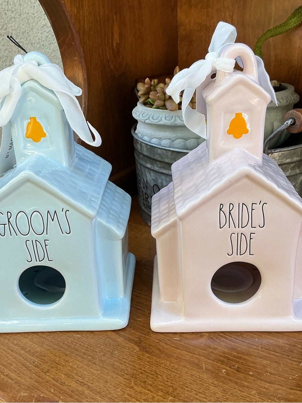 NEW Rae Dunn Brides Side Grooms Side Set Church Wedding Married Love Bird Houses